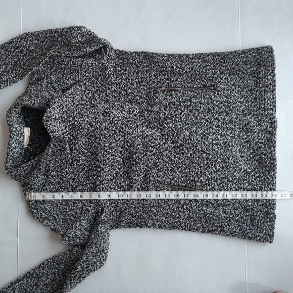 Elodie Asymmetrical Zip Tweed Look Collared Moto Jacket MEDIUM Black White - Picture 15 of 16